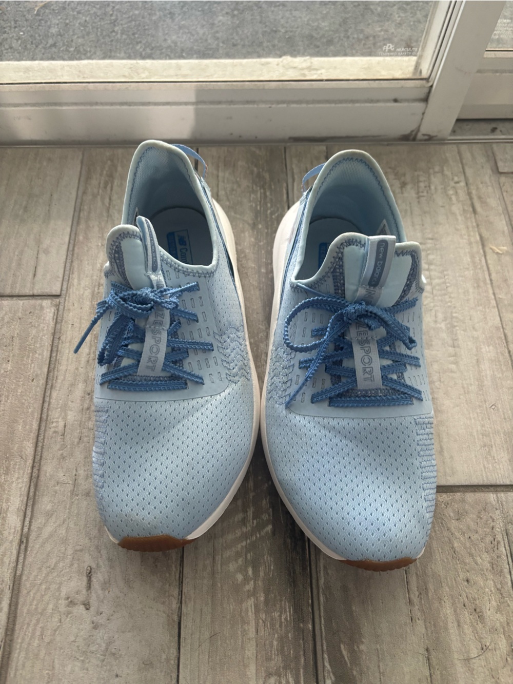 New Balance Light Blue and White Slip-On Sneakers - Picture 4 of 5